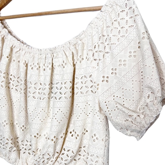 New with Tags Women's Buffalo David Bitton Fig Eyelet Cream Short Sleeve Blouse - Picture 9 of 16